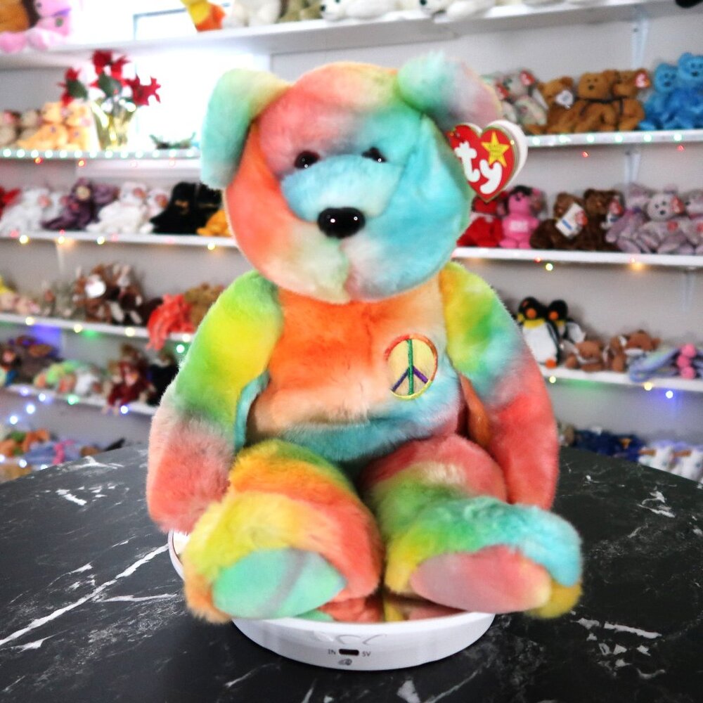 TY Beanie Buddy - Peace Bear | MWMT New Mint Tags | Retired | Rare | Vintage